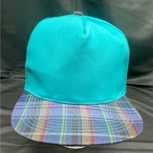 Vintage teal and plaid SanSun SnapBack baseball cap